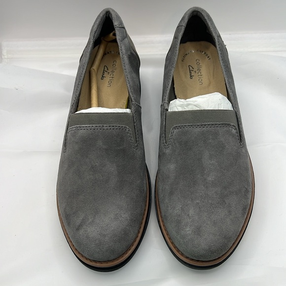 Collections by clark Sharon Dolly  gray brown slip on platform loafers  Sz 5.5 - Picture 1 of 9